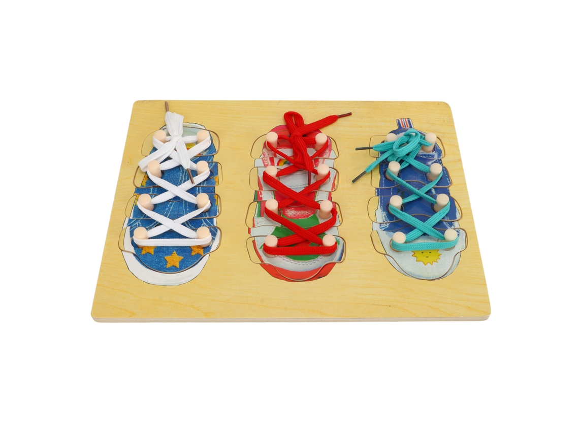 Juguete Educativo De Madera Para Aprender A Atar Los Cordones De Los Zapatos Para Niños Pequeños.