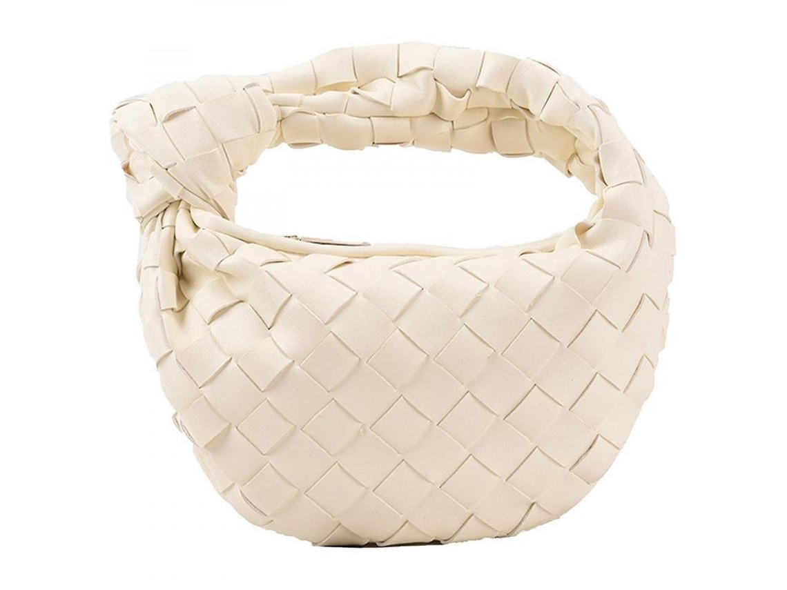 2026-bolso Hobo Mujer 2023 De Cuero Pu Tejido Nudo Forma Dumpling Bolso De Hombro Verano Moda Blanco