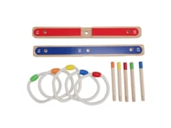 Conjunto Jogo Arremesso De Anéis Madeira Para Crianças Indoor Outdoor Treino Lógico
