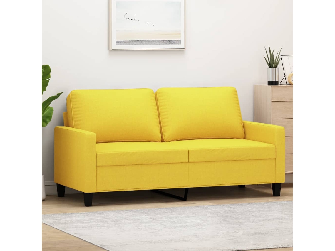 Sofá De 2 Plazas De Tela Amarillo Claro 140 Cm