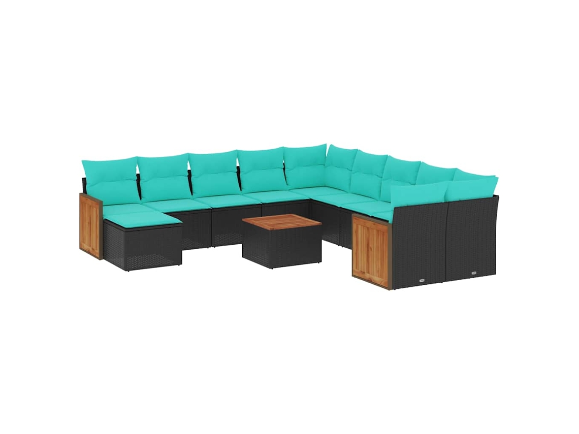 Maison Exclusive - Conjunto De Sofá De Jardín De 12 Piezas Con Cojines, De Poliratán Negro
