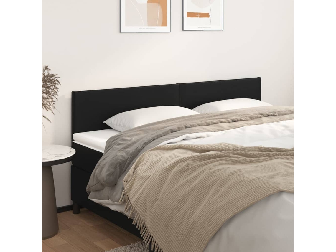 Cabeceros 2 Unidades De Cuero Sintético Negro 100x5x78/88 Cm