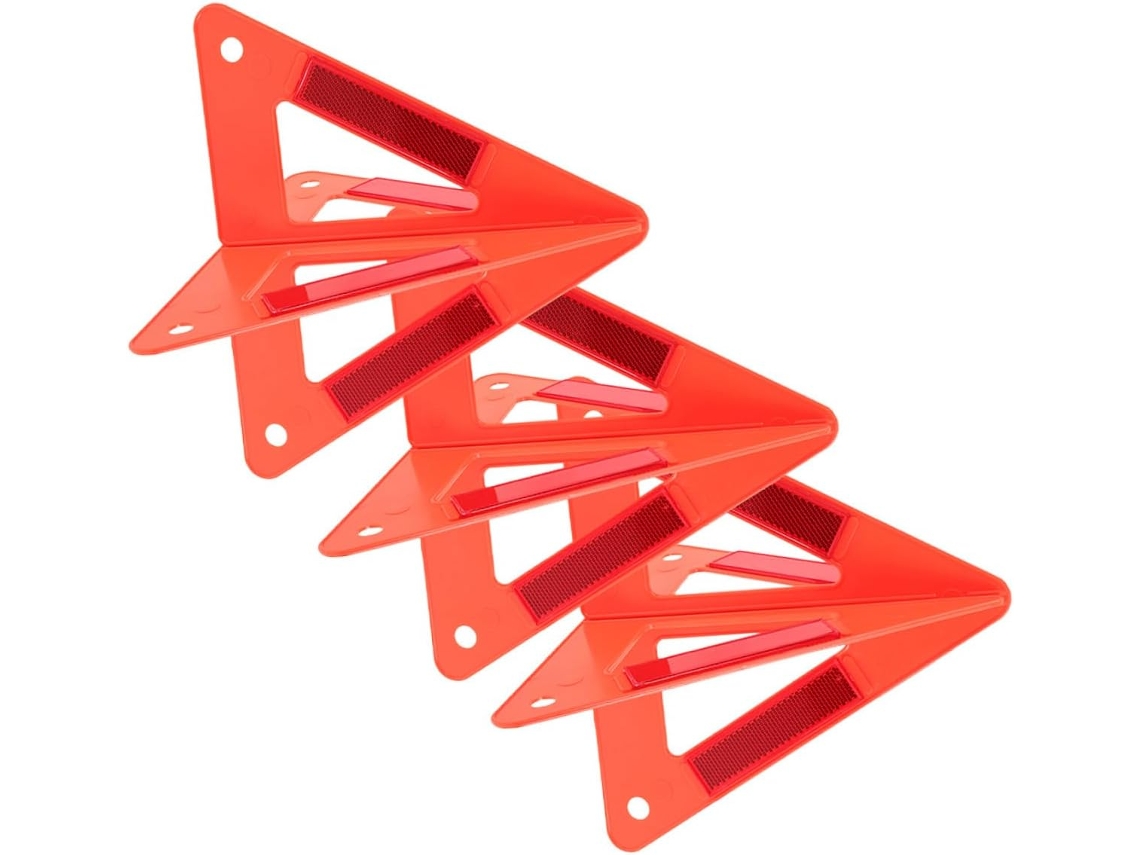 Triángulos De Advertencia Rojos Para Vehículos, Juego De 3 Triángulos De Plástico Reflectantes Y Portátiles.