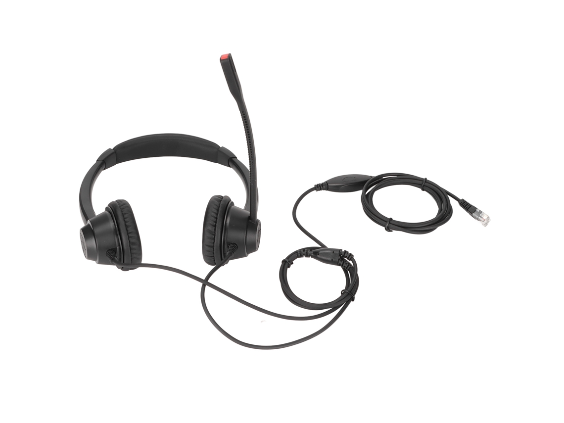 Auriculares Rj9 Para Teléfono Con Micrófono Binaural Hd, Control De Volumen, Para Uso En Oficina, Color Negro.