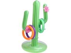 Cactus inflable, imitación de PVC, verde, plegable y desinflable, con aro para lanzar.