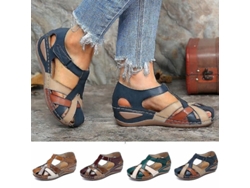 Sandalias ortopédicas Fasst Lollita Plus de piel sintética con soporte para el arco del pie, diseño retro y puntera redondeada para mujer.