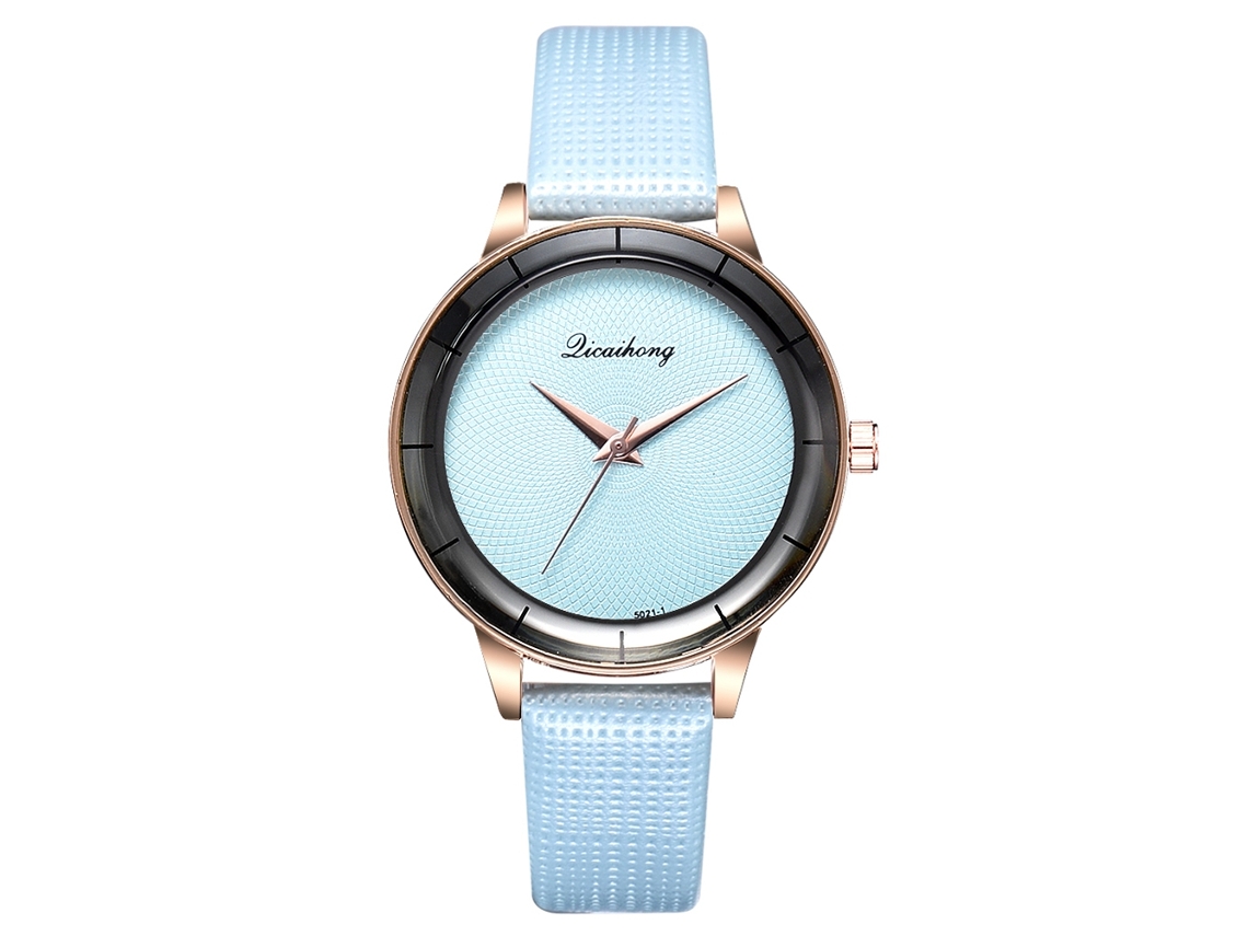 Reloj De Pulsera De Cuarzo Para Mujer Con Correa De Piel Sintética, Estilo Sencillo, Azul.