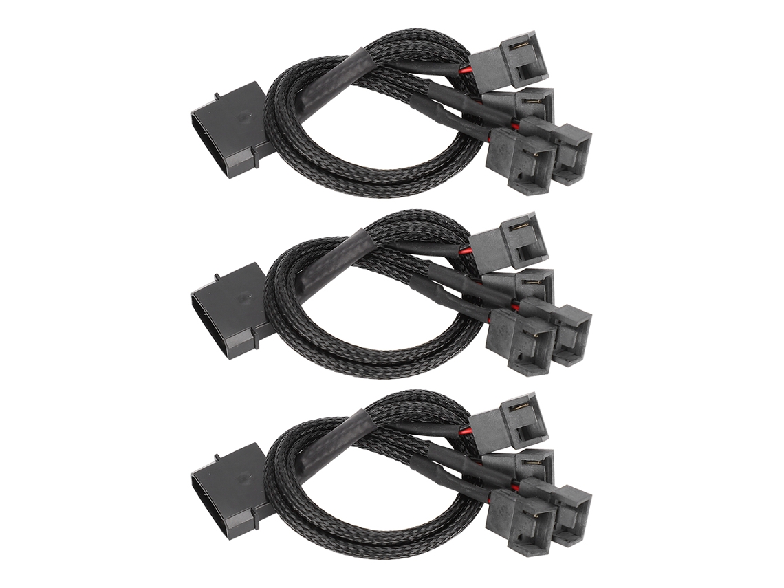 3 Piezas De Cable De Extensión Divisor 1 Para 4 Para Adaptador De Ventilador Del Chasis De La Cpu. Color Negro Luz Dourada