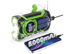 Radio de emergencia Viewleaf de 5000 mAh con manivela y energía solar, resistente al agua IP65, radio portátil con alerta meteorológica AM/FM/NOAA y Bluetooth 5.3
