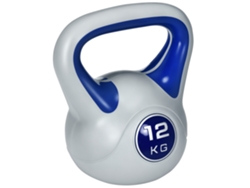 Pesa rusa de 12 kg con revestimiento de PU y relleno de arena para entrenamiento, 24x17x28 cm, azul y gris.