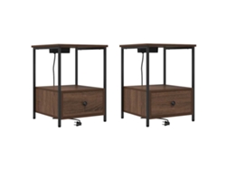 Maison Exclusive - Armario De Noche Con Cajón 2 Pcs Roble Marrón 42 X 41 X 56 Cm