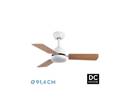 Ventilador DC Portico 20W Blanco 3 Aspas Blanco/Haya FABRILAMP