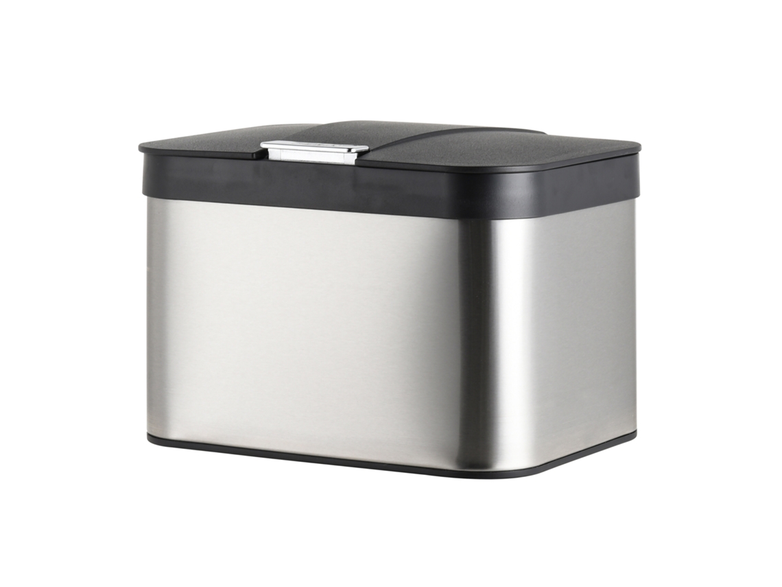 Relaxdays Cubo Compostero Para Encimera 4,5 L, Hermético, Interior Extraíble, Acero Inox., Plateado/negro