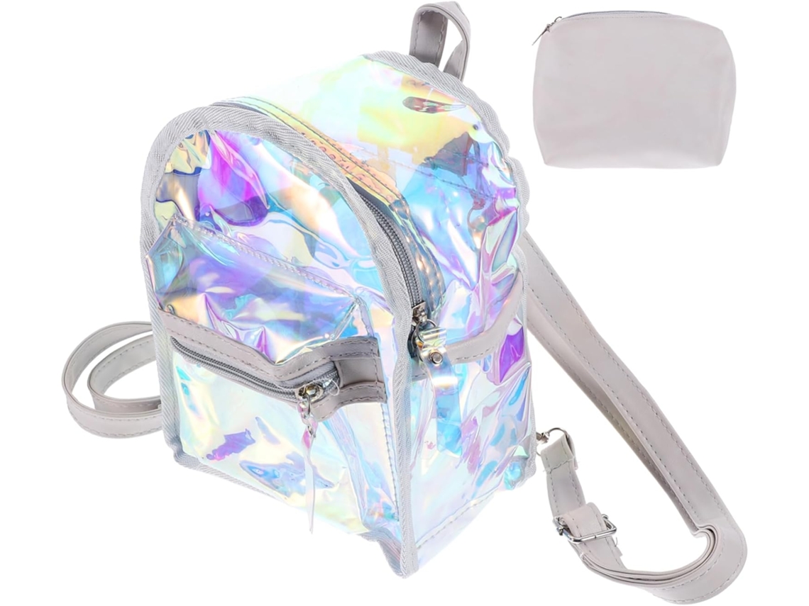 Mochila Holográfica Para Embalagens Transparentes E Elegantes, Feita De Material Pu Impermeável, Com 1 Compartimento.