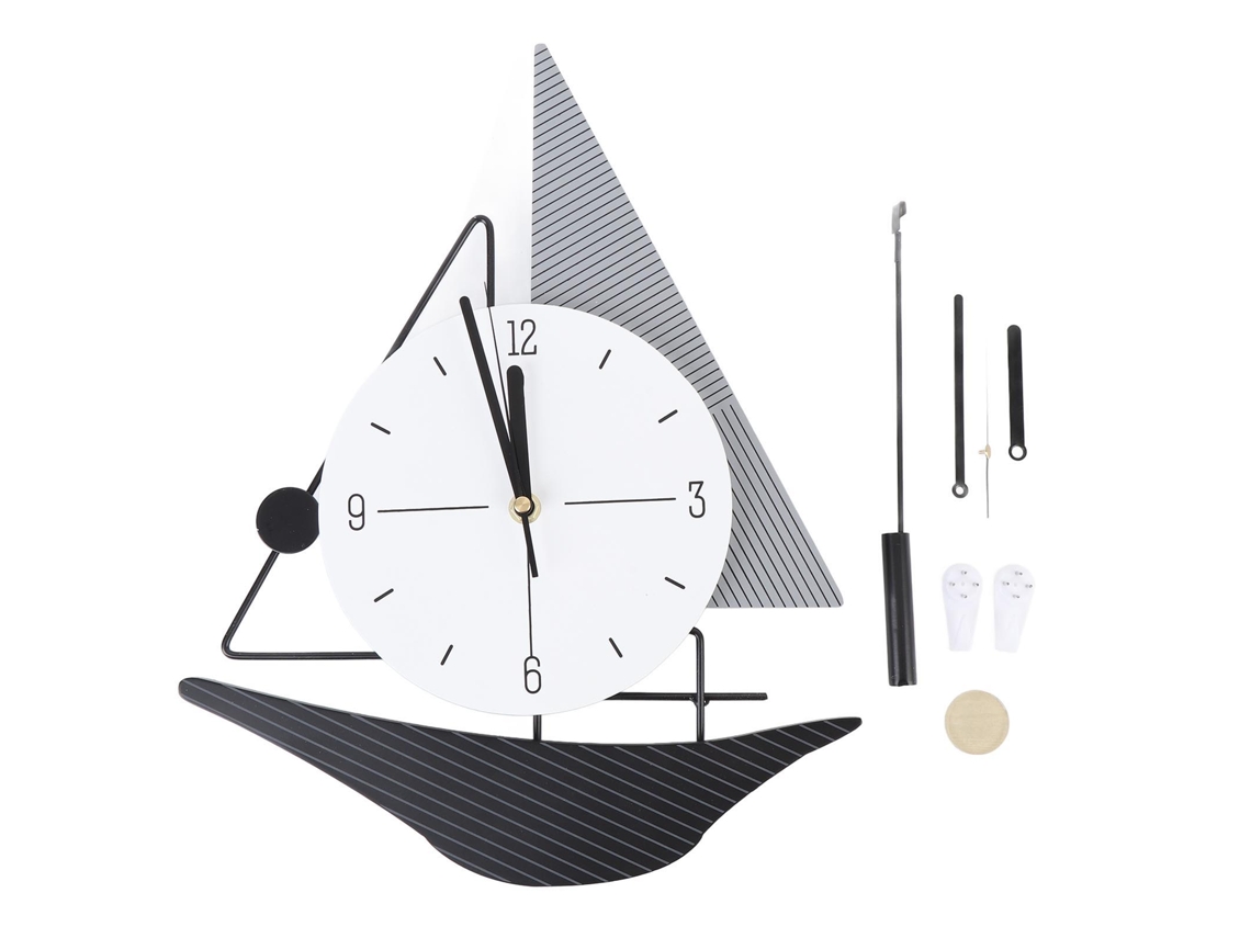 Reloj de pared moderno, sencillo y silencioso con forma de velero, modelo 2026, ideal para decorar salones y comedores.