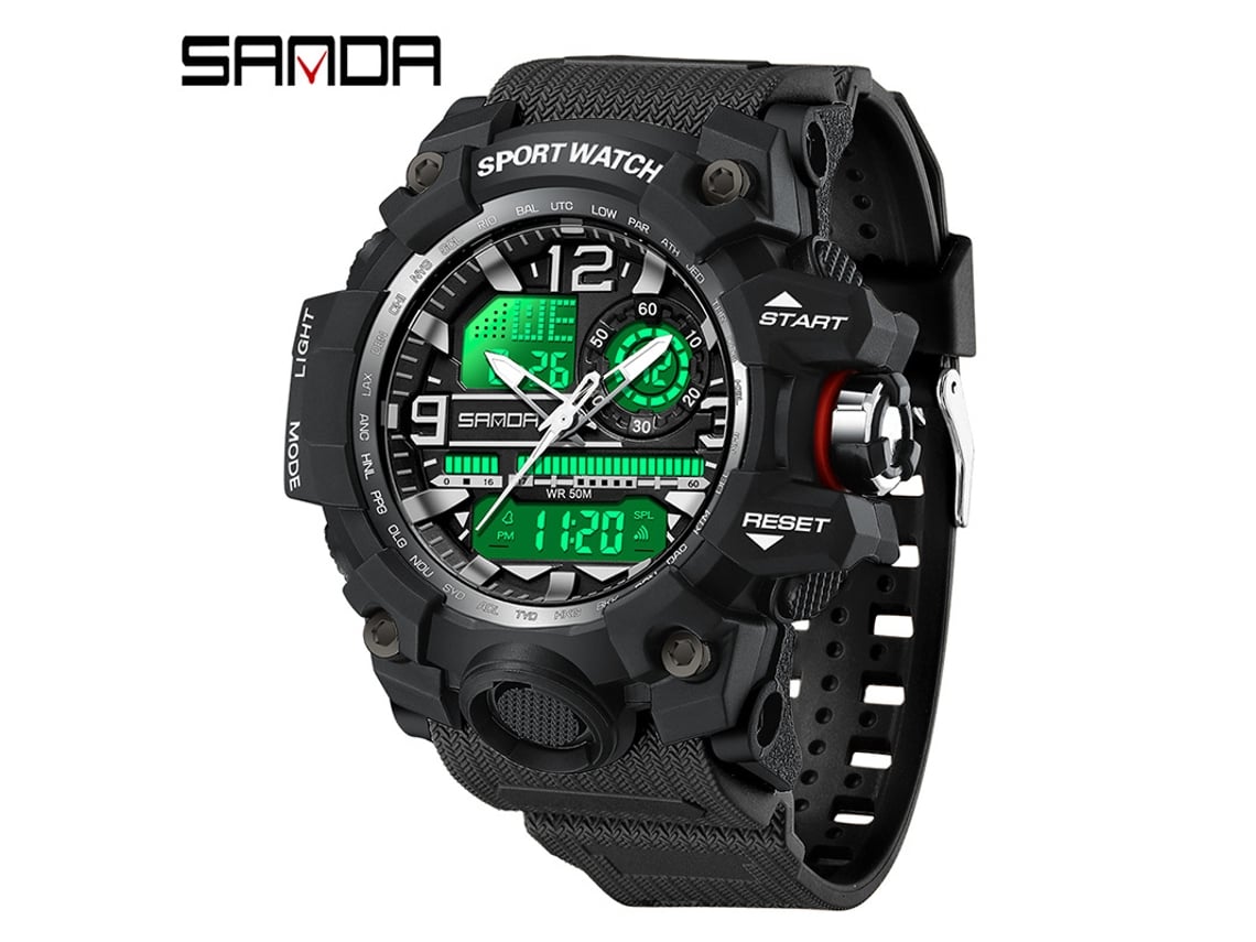 Reloj Electrónico De Moda (blanco Y Negro para Hombre) Con Pantalla Luminosa, Resistente Al Agua Y A Los Golpes. Alarma.