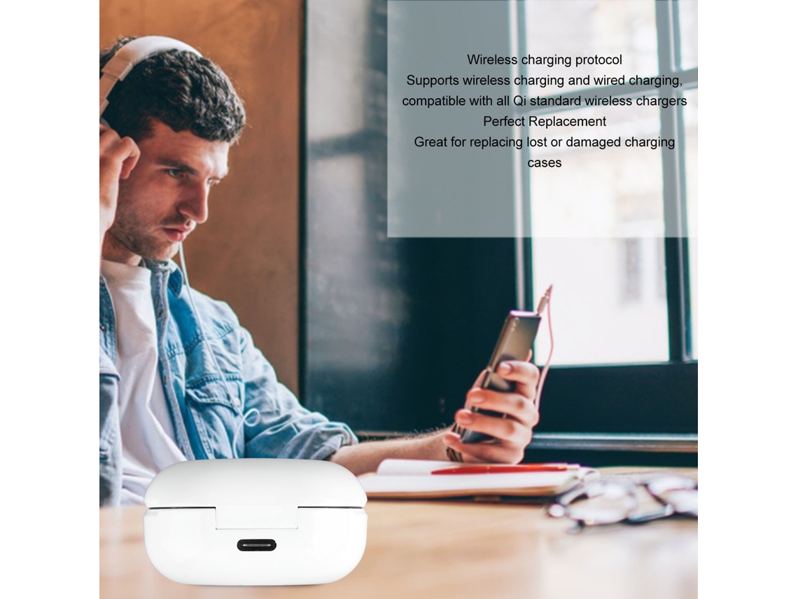 Fones De Ouvido Bluetooth Sem Fio Com Cancelamento De Ruído Estojo De Carregamento 300mah Preto