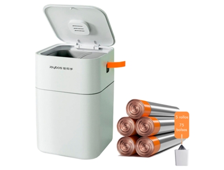 JOYBOS Papelera cubo de basura cuadrado 14 L Easy Pack con tapa - incluye 105 bolsas de basura