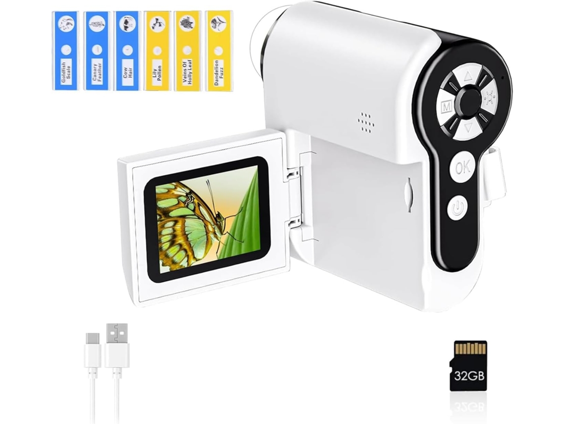 Microscopio Digital Portátil Para Niños, Mini Microscopio De Bolsillo Dv, Tarjeta De Memoria De 32 Gb.