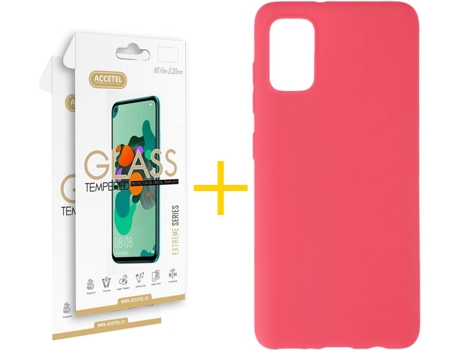 Kit Funda + 2 Protectores de Pantalla Samsung Galaxy A51 5G ACCETEL Liso (Rosa)