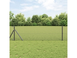 Cerca de alambre soldado con 7 postes, gris, 0.4 x 10 m, acero, WSD888935, Lovely Home
