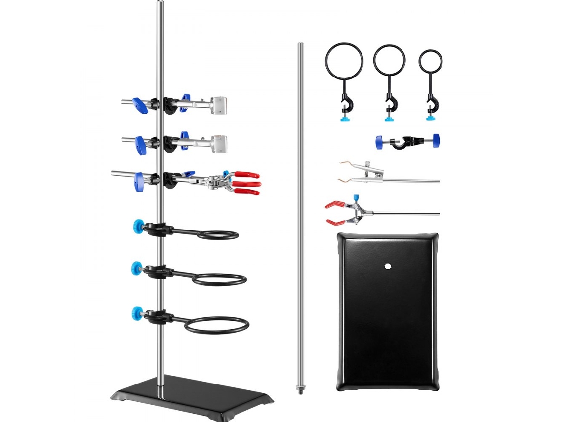 Soporte de laboratorio de acero y hierro con varilla de 60cm para experimentos científicos Tekmaquinas