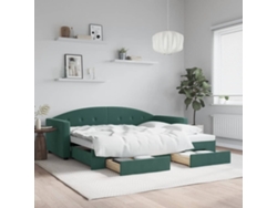 Sofá Cama Nido Con Cajones Terciopelo Verde Oscuro 90x200 Cm