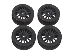 4 neumáticos para coches RC a escala 1/10 con llantas de plástico y goma para Tamiya TT01 TT02 XV01 (negro)