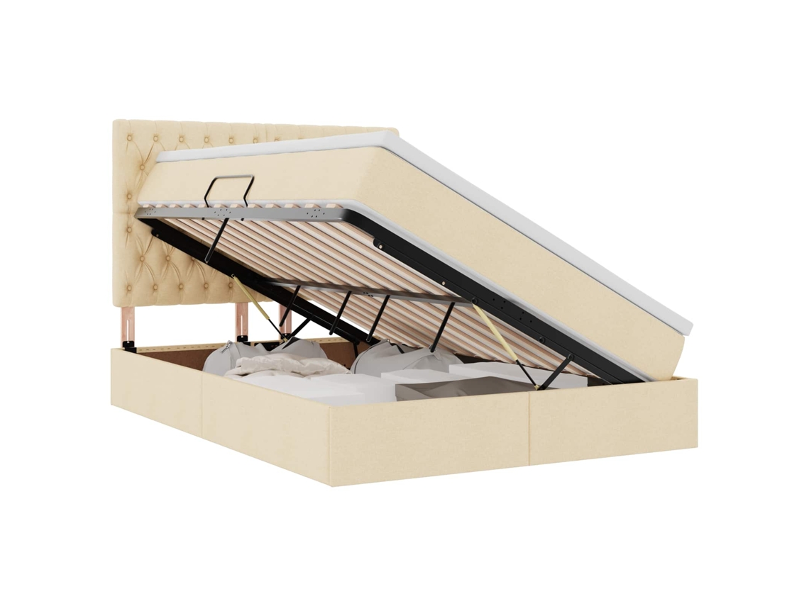 Maison Exclusive - Cama Con Almacenamiento Y Led Crema 140 X 200 Cm Poliéster