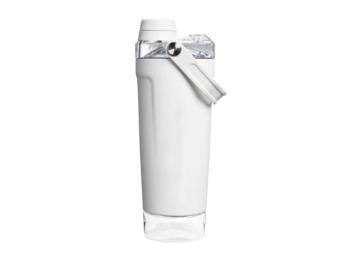 Vaso mezclador blanco con asa, acero inoxidable 304, doble pared, gran capacidad, ideal para montañismo - Sfushos