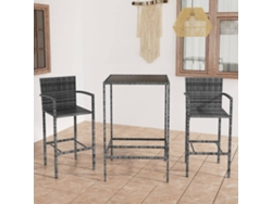 Pcs Conjunto De Bar Para Jardim Vime Pe Cinzento Dkd Home Decor