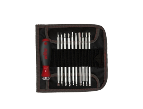 WIHA Juego de destornilladores con varillas intercambiables SYSTEM 6 en surtido, de 12 unid., incl. bolsa enrollable (03591)