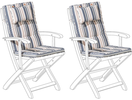 Conjunto de 2 cojines para silla de jardín azul/beige BELIANI Maui