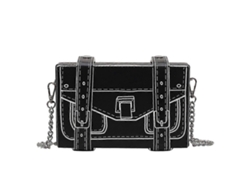 Bolso bandolera Lalamoli de piel sintética con diseño cuadrado negro y cadena