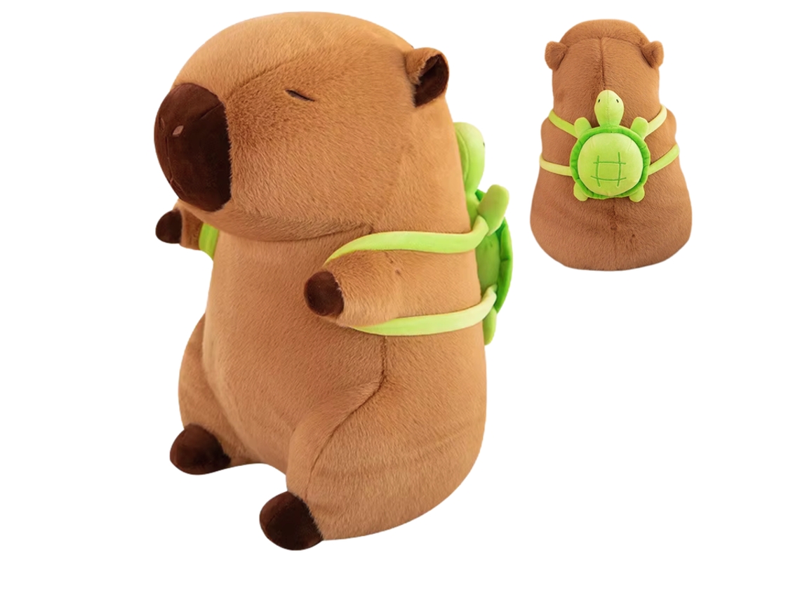 Peluche de carpincho con mochila de tortuga, 34 cm de alto Magic Select