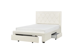 Cama con almacenaje BELIANI Lievin de Terciopelo Beige 145x217x122