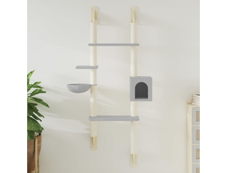 vidaXL Árbol rascador para gatos de pared gris claro 180 cm