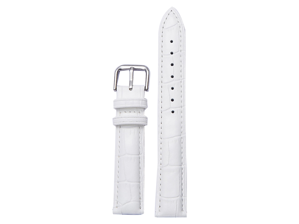 Correa de reloj de piel auténtica con hebilla de pasador, 18 mm, blanca