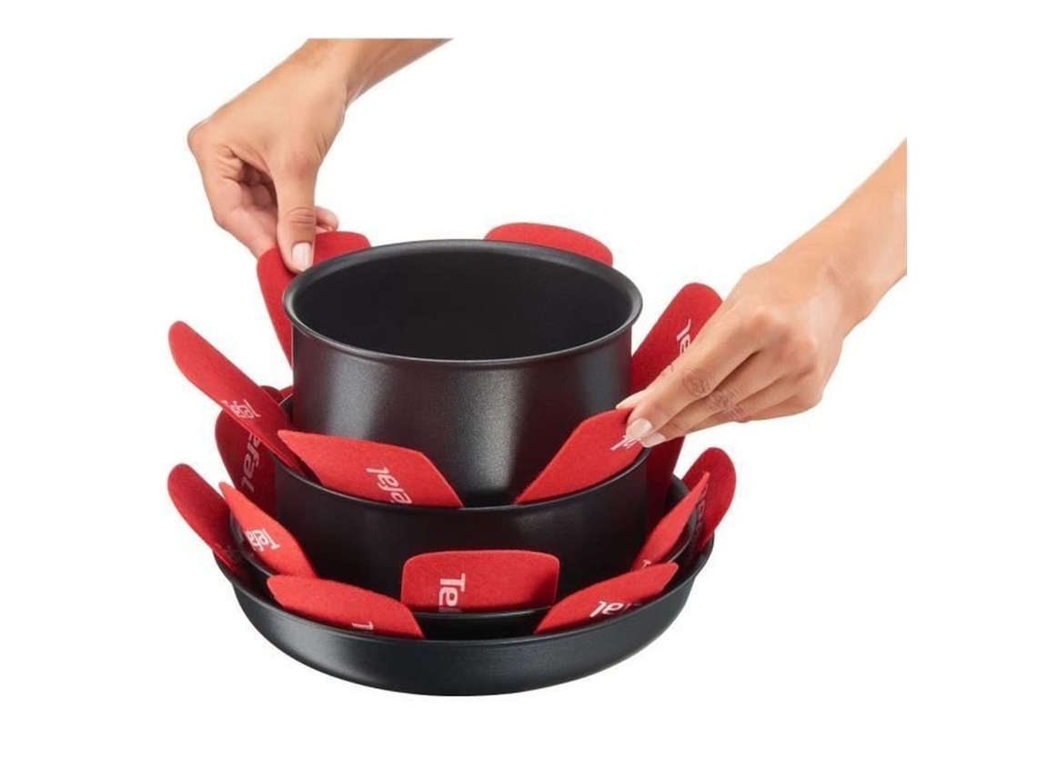 TEFAL Juego de 4 protectores de sartenes 38 x 36 x 1 cm rojo