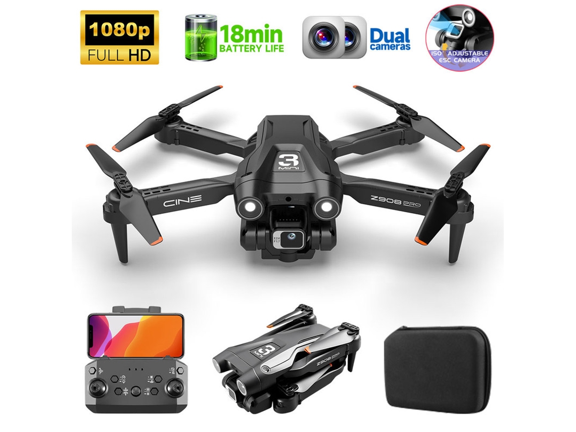 Mini dron Z908pro 1080p con batería de 18 minutos, color negro, Bestvite