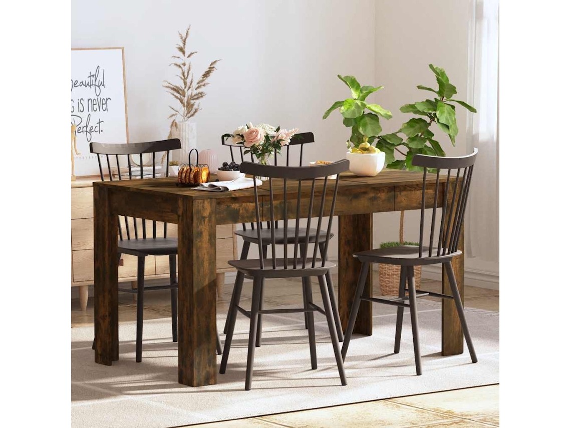 Mesa Comedor | Mesa De Cena Madera Contrachapada Roble Ahumado 140x74,5x76 Cm