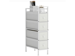 Mueble de almacenamiento estrecho con 4 cajones de tela para espacios pequeños (20x43x81,5 cm) Blanco PMM