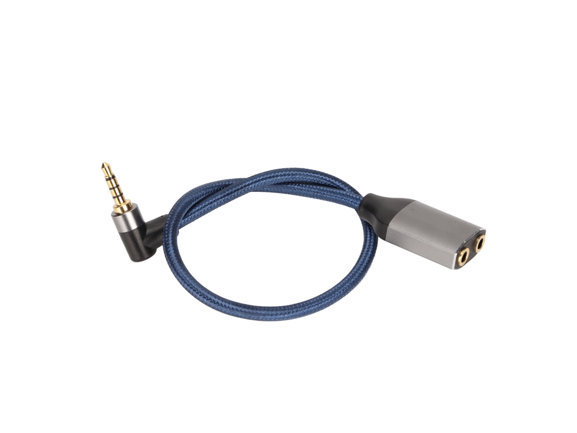 Cabo Divisor De Áudio 3.5mm 90° Cotovelo 1 Macho Para 2 Fêmeas Com Microfone Para Pc Laptop