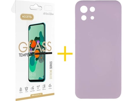 Kit Funda + Protector de Pantalla Xiaomi Mi 11 5G ACCETEL Liso 1 Morado