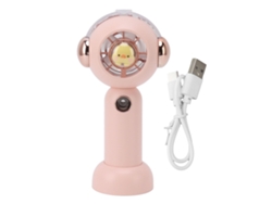 Ventilador Portátil Con Nebulizador Recargable Por Usb, Pequeño, 500 Mah, Rosa, Diseño Elegante.