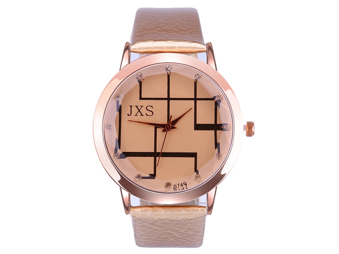 Reloj De Cuarzo Para Parejas Con Correa De Piel Sintética, Esfera Redonda, Diseño Moderno Para Hombre Y Mujer (dorado)