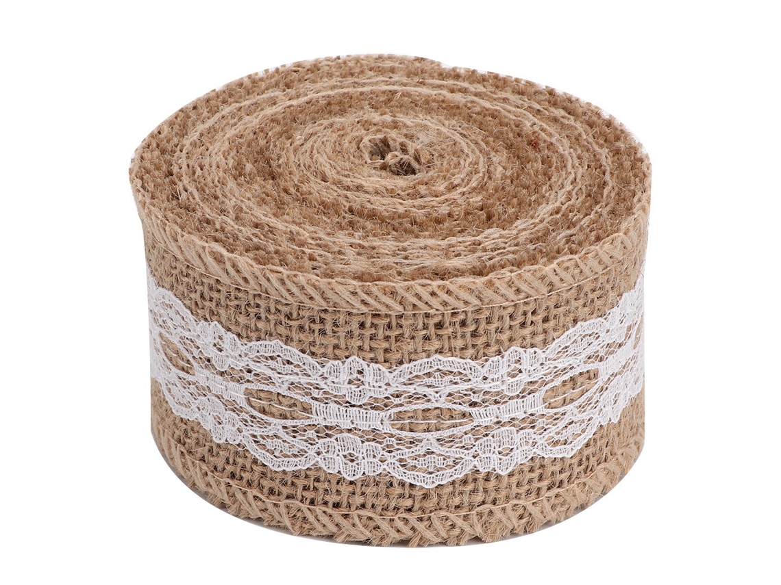 2 rollos de 5 m de hermosos adornos de encaje de lino para el hogar, Navidad, bodas y accesorios de bricolaje Kofihety