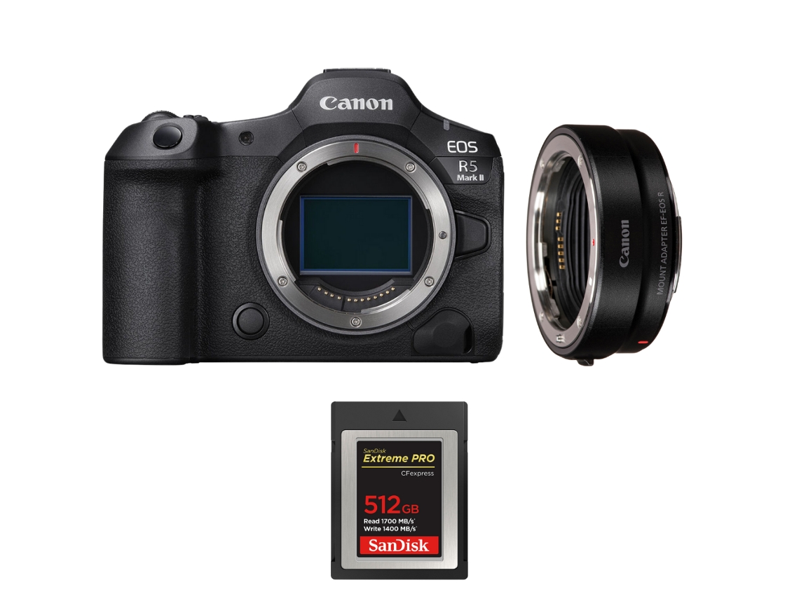 Canon Eos R5 Mark Ii + Ef-eos R + 1 Sandisk 512gb Extreme Pro Cfexpress Type B + Ebook “20 Consejos Para Fotos Que Impactan”