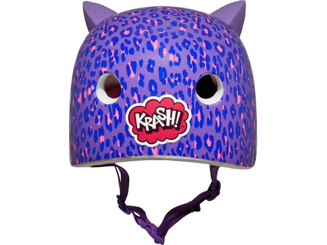 Casco de bicicleta para niños CPREME Leopard Kitty Purple - 8+ (Talla: TU - Negro)