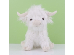 2026-20114-muñeco Peluche Vaca Highland 25cm, Juguete Suave De Algodón Pp, Regalo Para Niños Y Fans Blanco